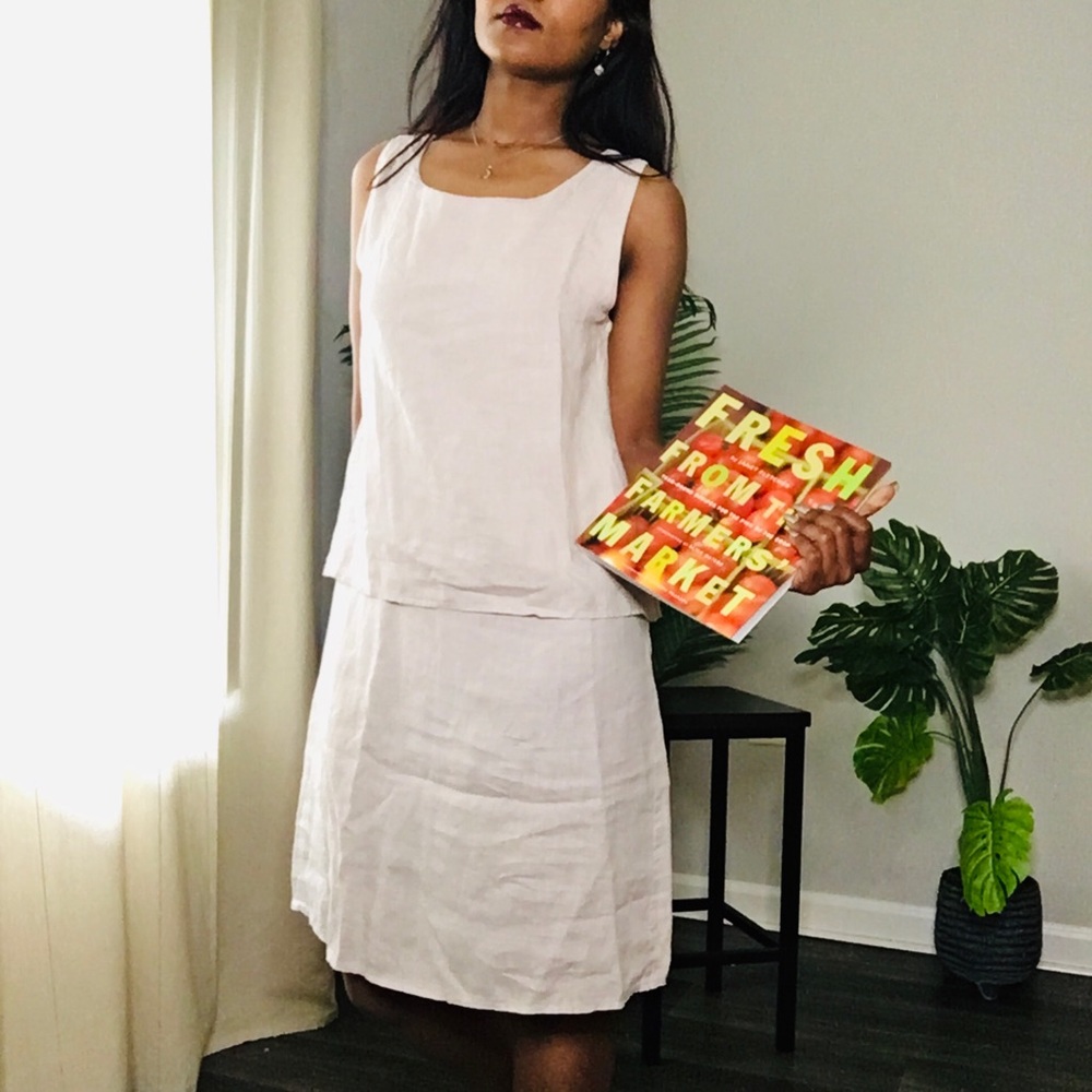 100 % Linen popover dress size small